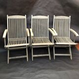 3 vintage folding garden chairs made of River Han teak