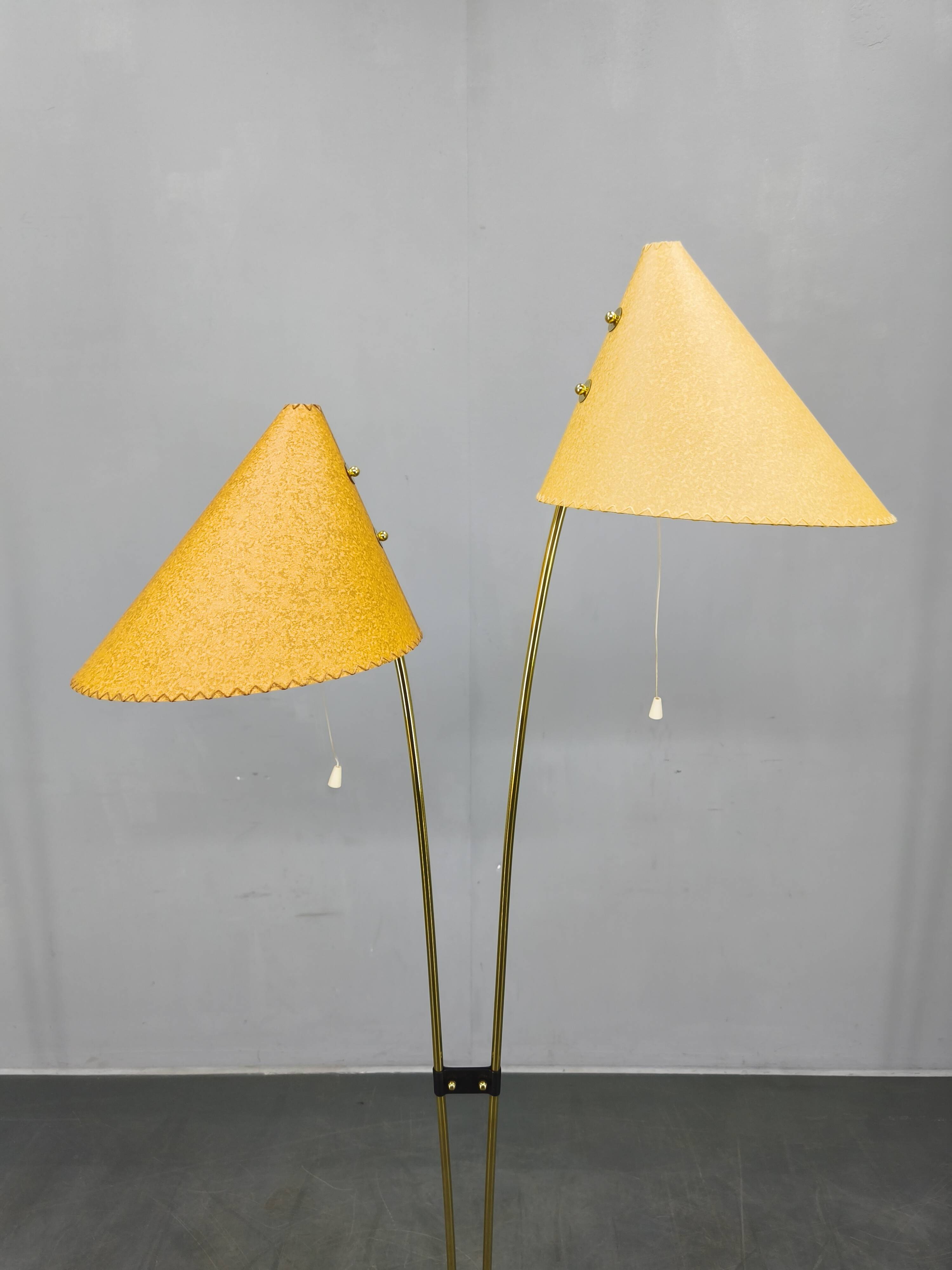 Mid Century Japanese Style Brass Floor Lamp, 1960s