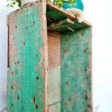 Patinated green wooden box