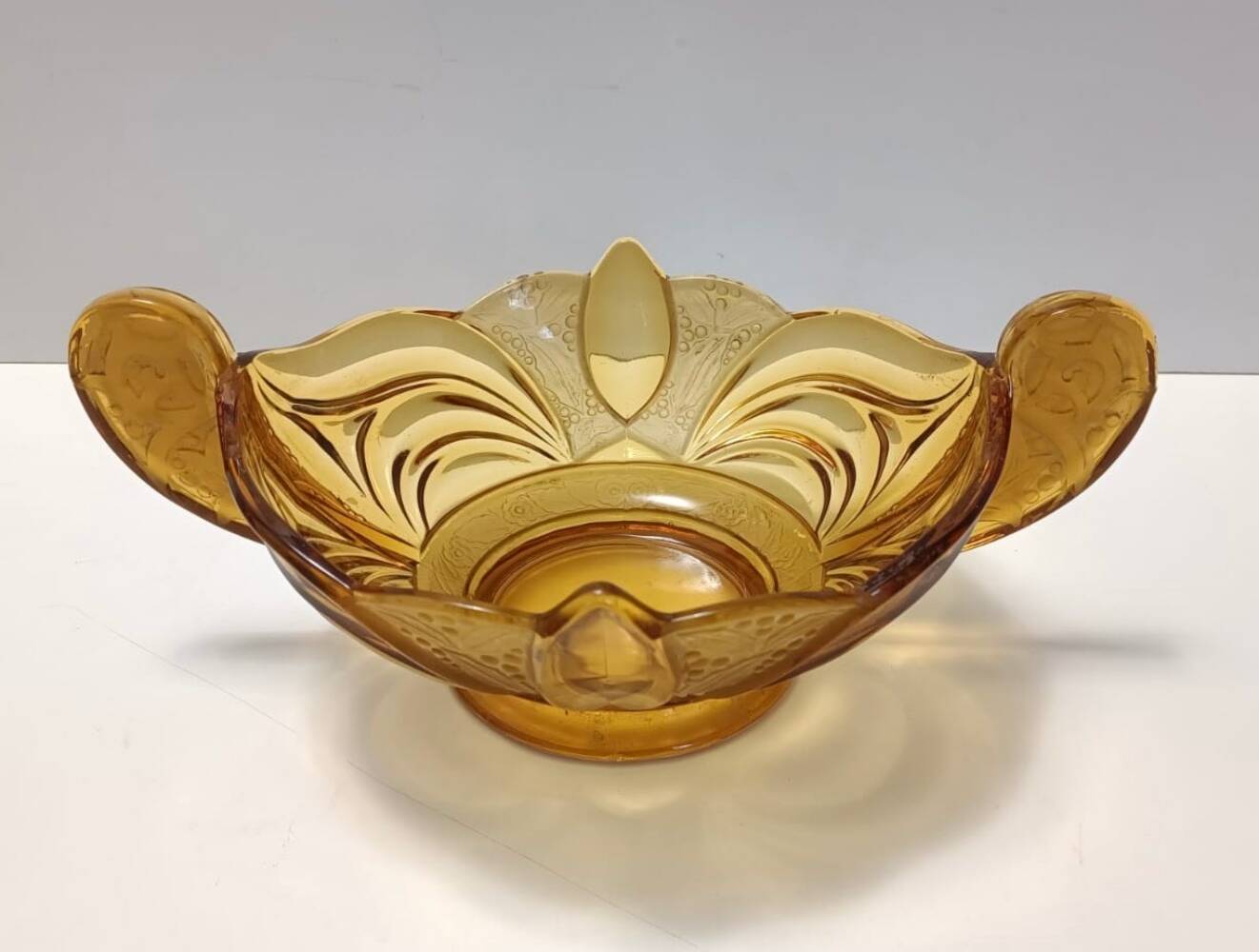 Art Deco Amber Blown Glass Bowl or Centerpiece by Brockwitz, Germany