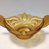Art Deco Amber Blown Glass Bowl or Centerpiece by Brockwitz, Germany