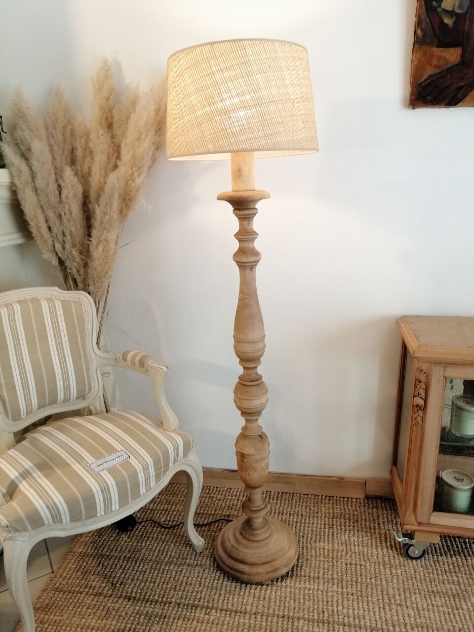 Vintage wooden floor lamp