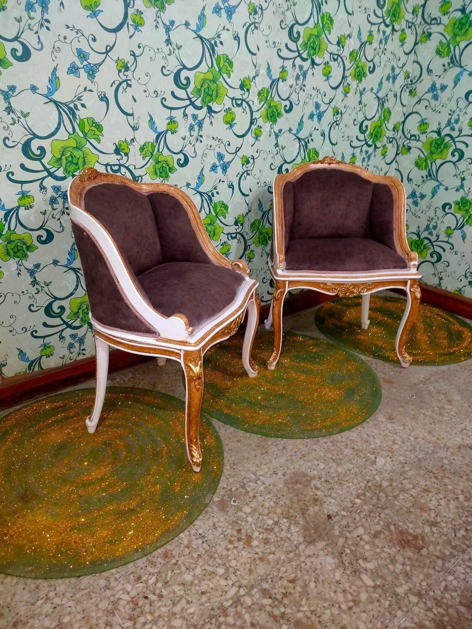 A pair of armchairs Louis XV style