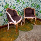 A pair of armchairs Louis XV style