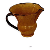 Pichet en céramique jaune et marron vintage