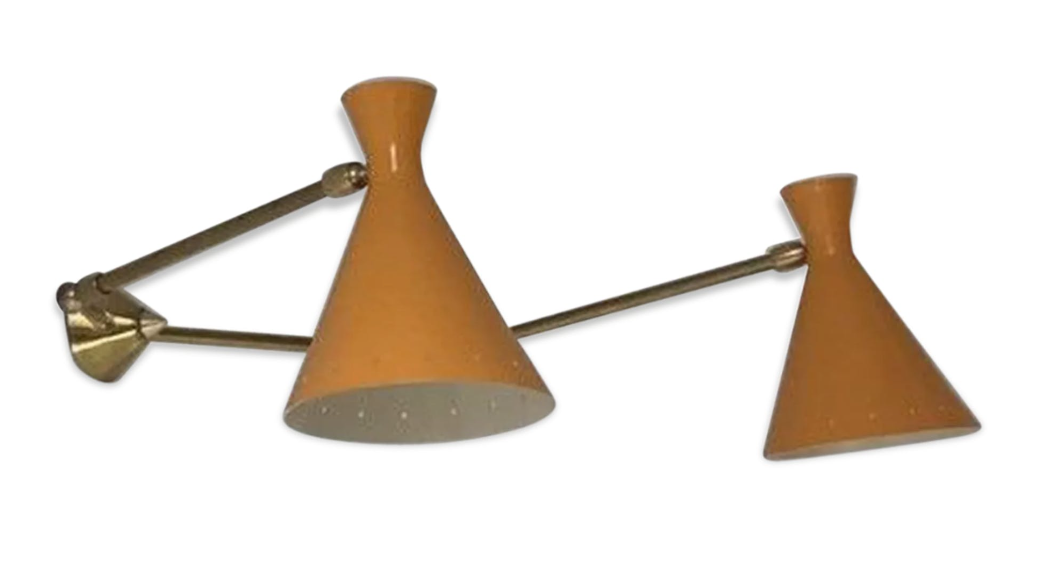 Italian double cone yellow-orange wall sconce from the 50s