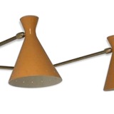 Italian double cone yellow-orange wall sconce from the 50s