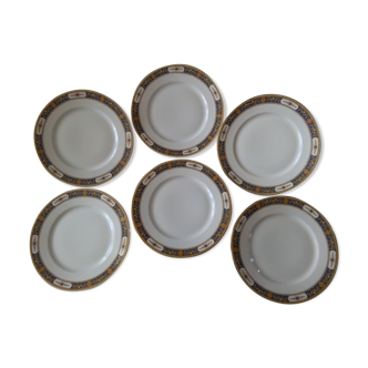 6 flat plates porcelain de Limoges