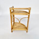 Vintage rattan corner shelf 60