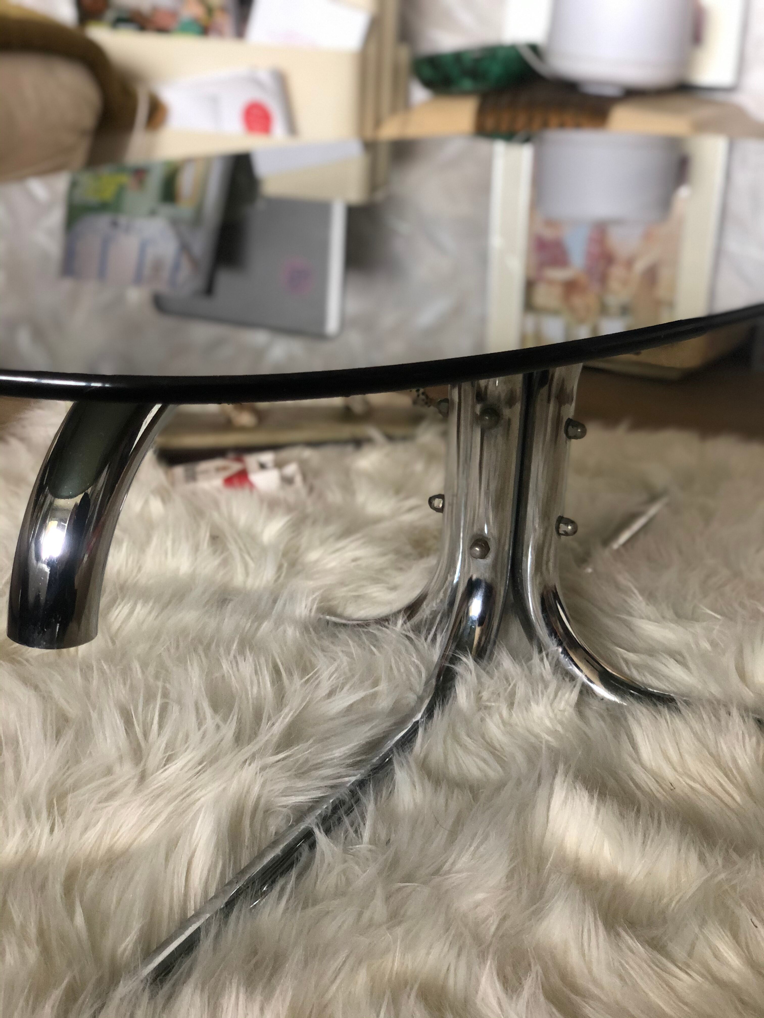 Coffee table smoked glass and chrome