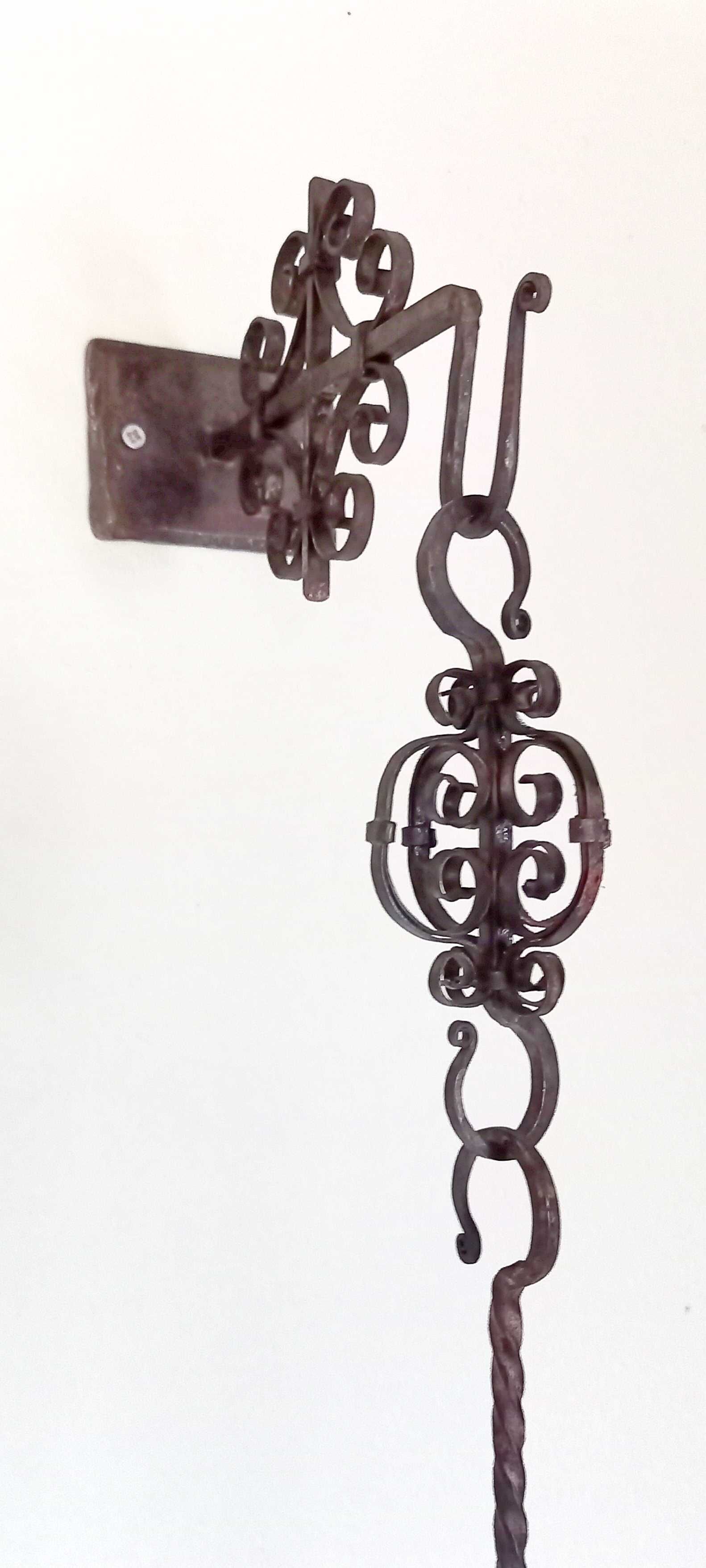 Black Scandinavian wrought iron wall candle holder 1940/50