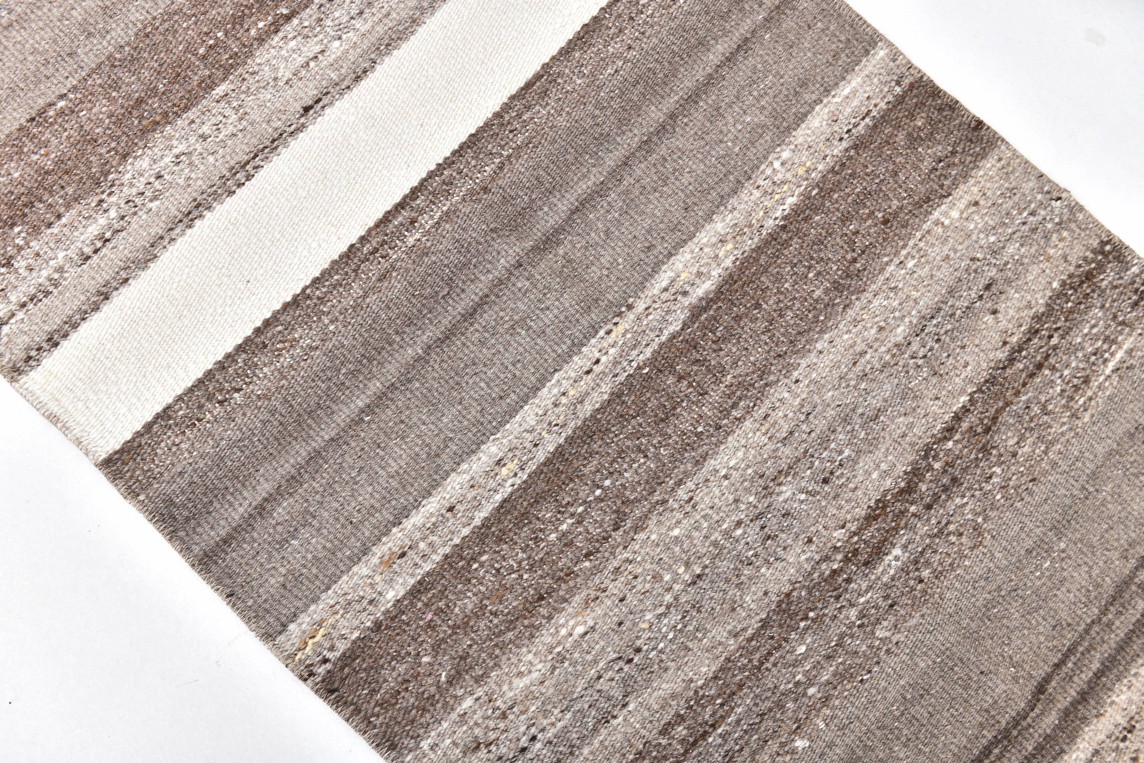 Brown natural wool kilim , hand made wool kilim , runner kilim rug 66x191cm