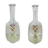 lot of 2 art-New enamelled bottles around 1900 water carafes for absinthe