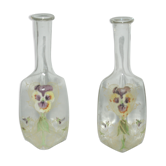 Lot de 2 bouteilles émaillées art-nouveau vers 1900 carafes à eau pour l' absinthe
