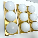 3 vintage limburg sconces, bronze gilded with fine gold, glass