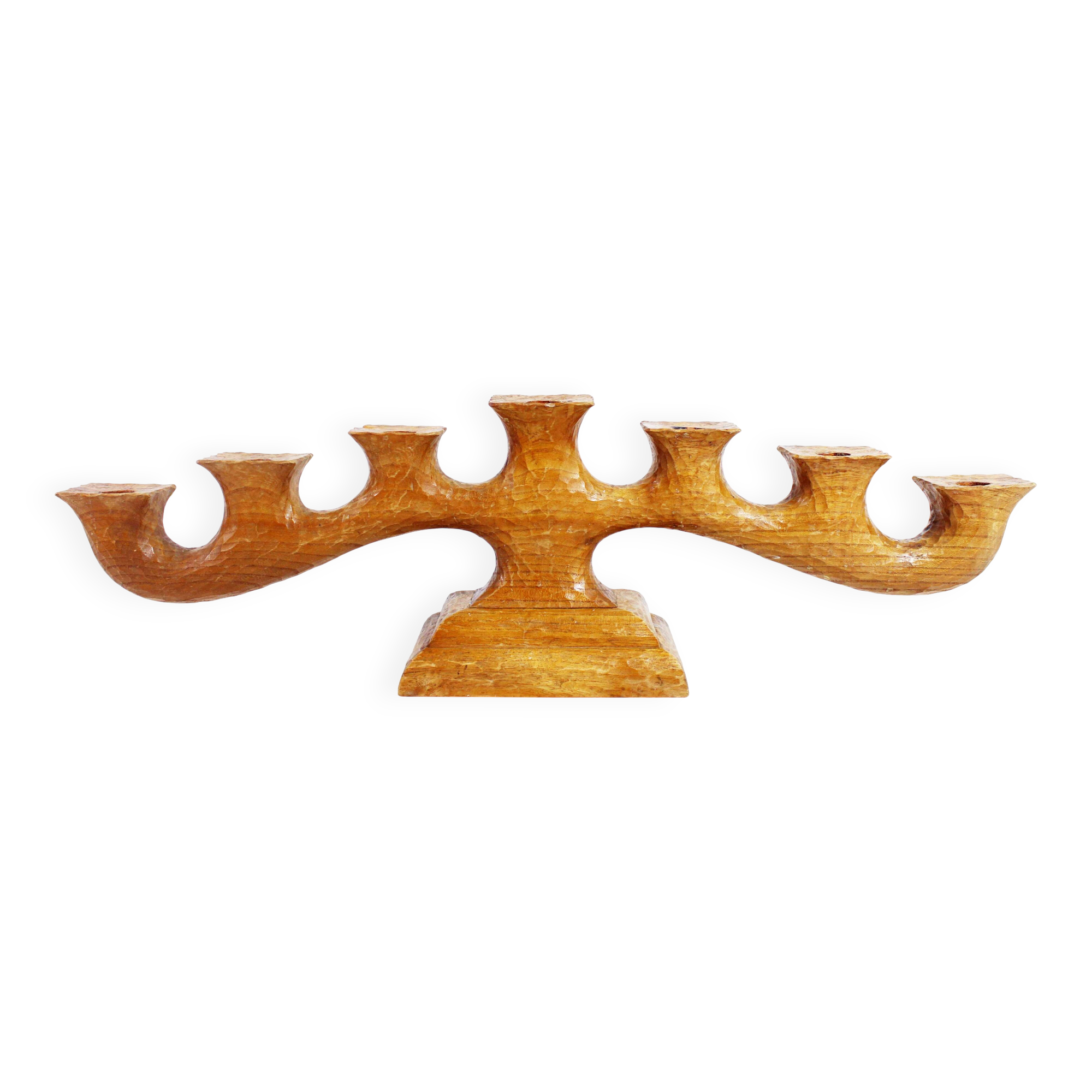 Anthroposophical candle holder in carved wood