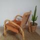 Vintage rattan and braided rope armchair