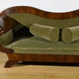 Canapé en Ronce d’Acajou, style Biedermeier – Fin XIXe