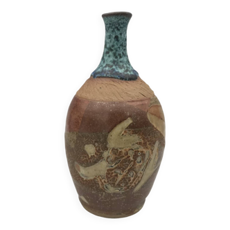 Stoneware vase with effect, unique piece signed by poteries des mostuéjouls