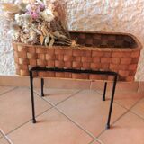 Planter on foot in braided wood 60/70s