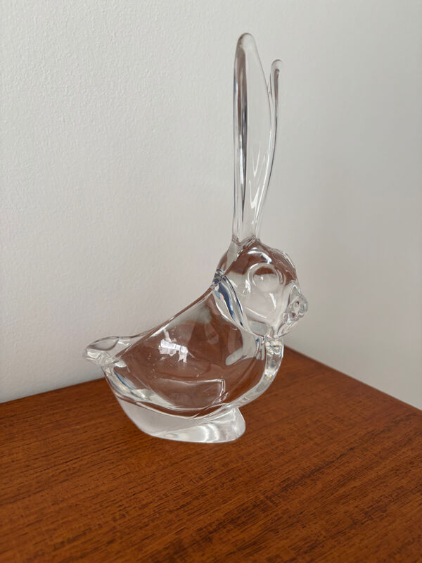 Vide-poche lapin en cristal de Vannes – figurine vintage en cristal –