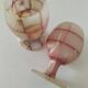 Pair of mini vases in veined pink alabaster