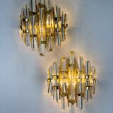 Pair of Venini sconces, Triedi cut glass, Italy, circa 1970s