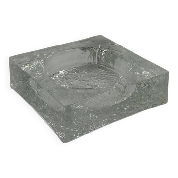 Cendrier vintage en verre effet glace, style brutaliste
