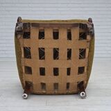 1950s, Danish armchair, furniture wool, hand carved oak wood.