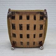 1950s, Danish armchair, furniture wool, hand carved oak wood.