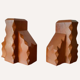 Brutalist carved wooden book ends, Dutch 1960s