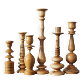 Scandinavian Wooden Candleholders, Set of 6