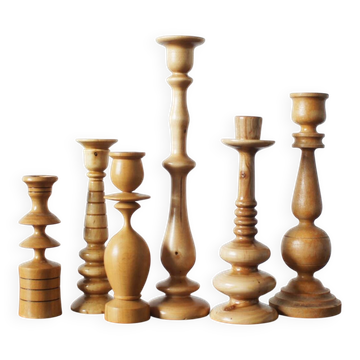 Scandinavian Wooden Candleholders, Set of 6