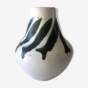 Dominioni Vallauris cracked ceramic vase