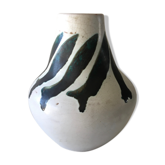 Dominioni Vallauris cracked ceramic vase