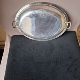 Oval silver-plated metal dish