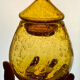 Large amber bubble glass sweet jar from Biot, 1960s.