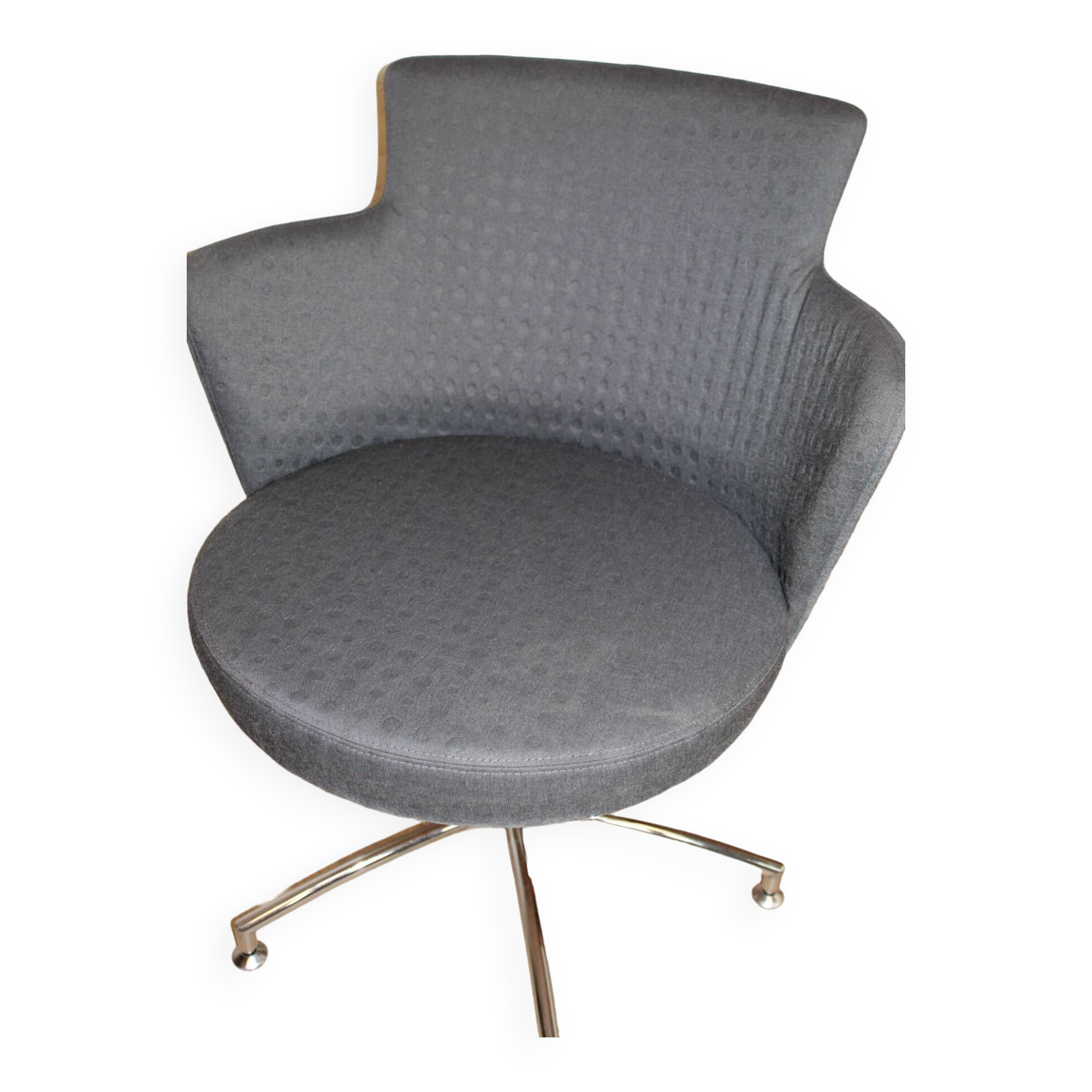 2 vintage swivel armchairs in gray fabric by axelson for garnas 2014 sweden