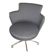 2 vintage swivel armchairs in gray fabric by axelson for garnas 2014 sweden