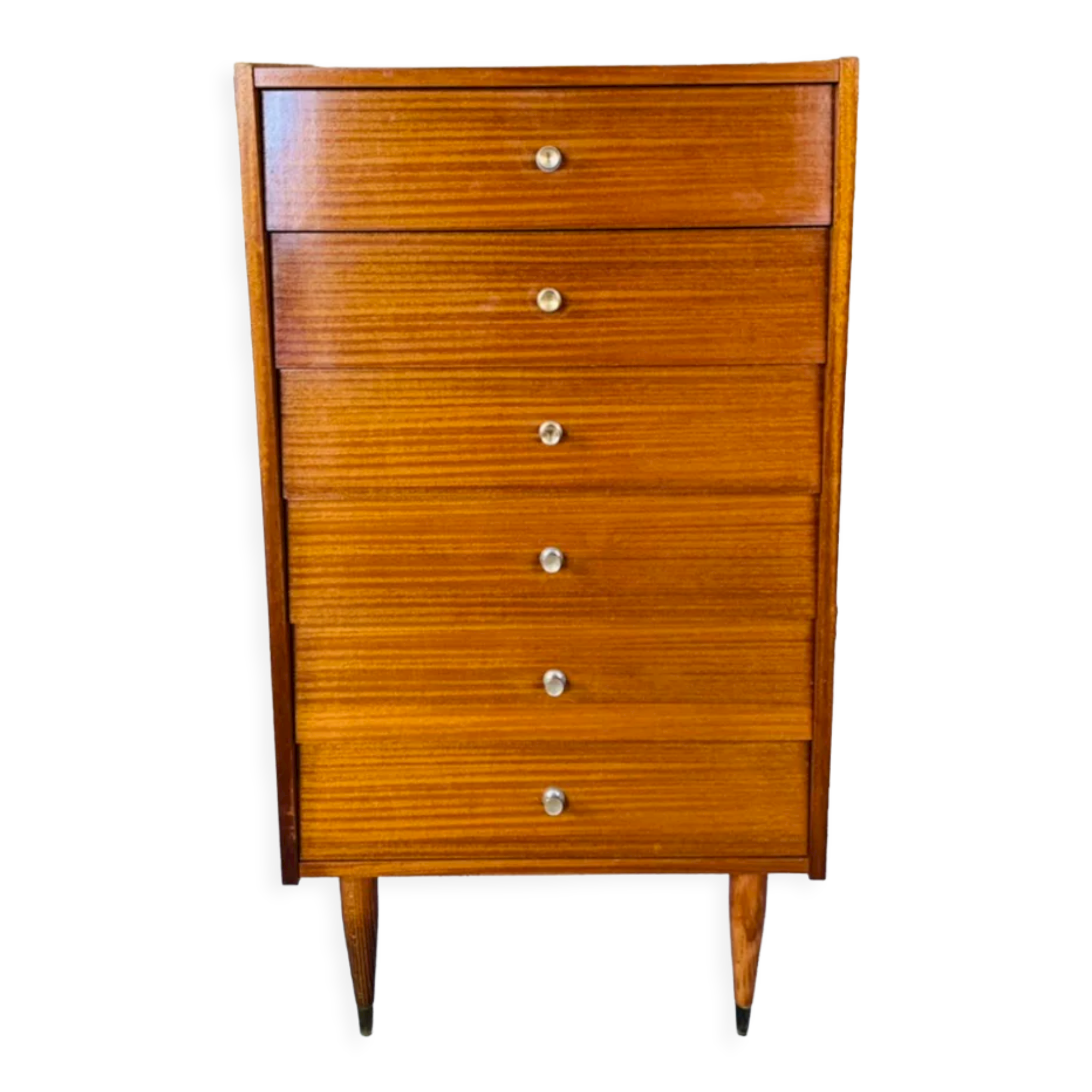 High chest of drawers with 6 drawers, Scandinavian style, circa 60's