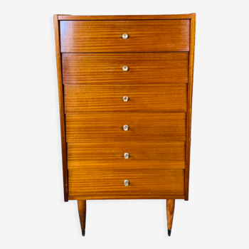 High chest of drawers with 6 drawers, Scandinavian style, circa 60's