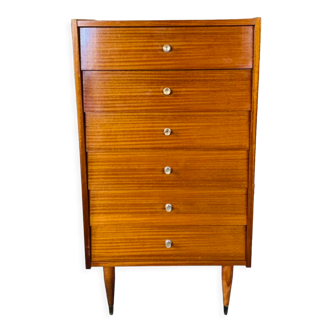 High chest of drawers with 6 drawers, Scandinavian style, circa 60's