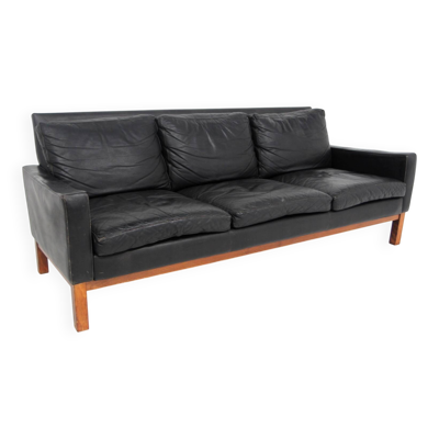 Canapé scandinave 3 places en cuir, Ulferts, Suède, 1960