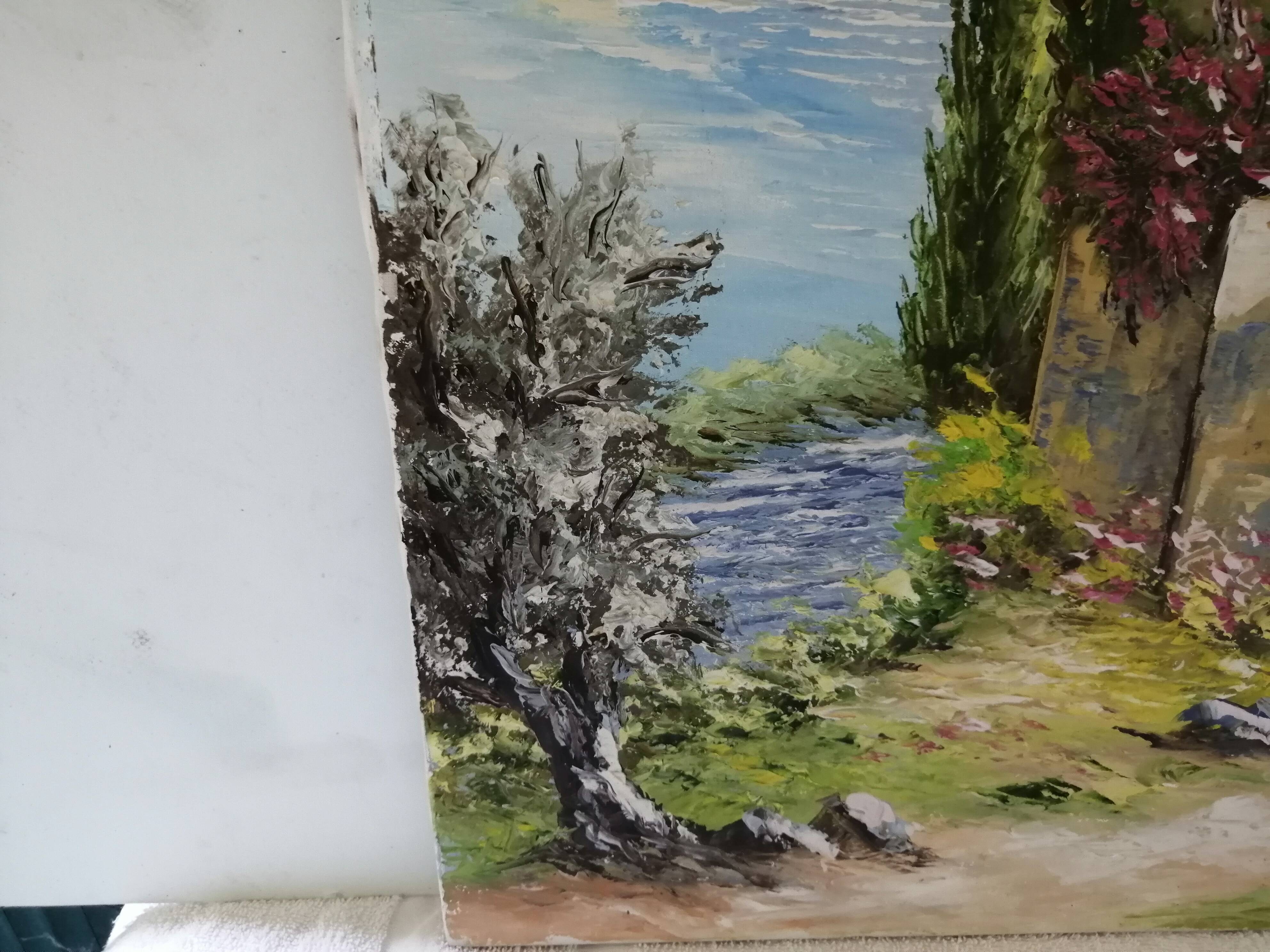 Huile sur toile mas provençal signé Danucho peintre varois