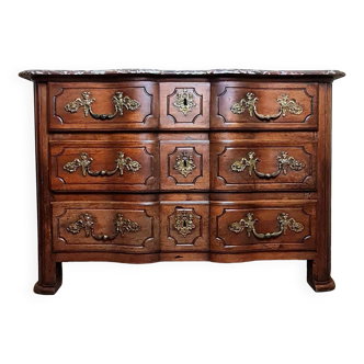 Commode Arbalette époque Louis XIV en noyer massif vers 1700