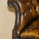 Fauteuil Chesterfield directeur ou capitaine Art Déco en cuir restauré