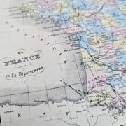 France and departments, old map, printed in 1852. Authentic.
