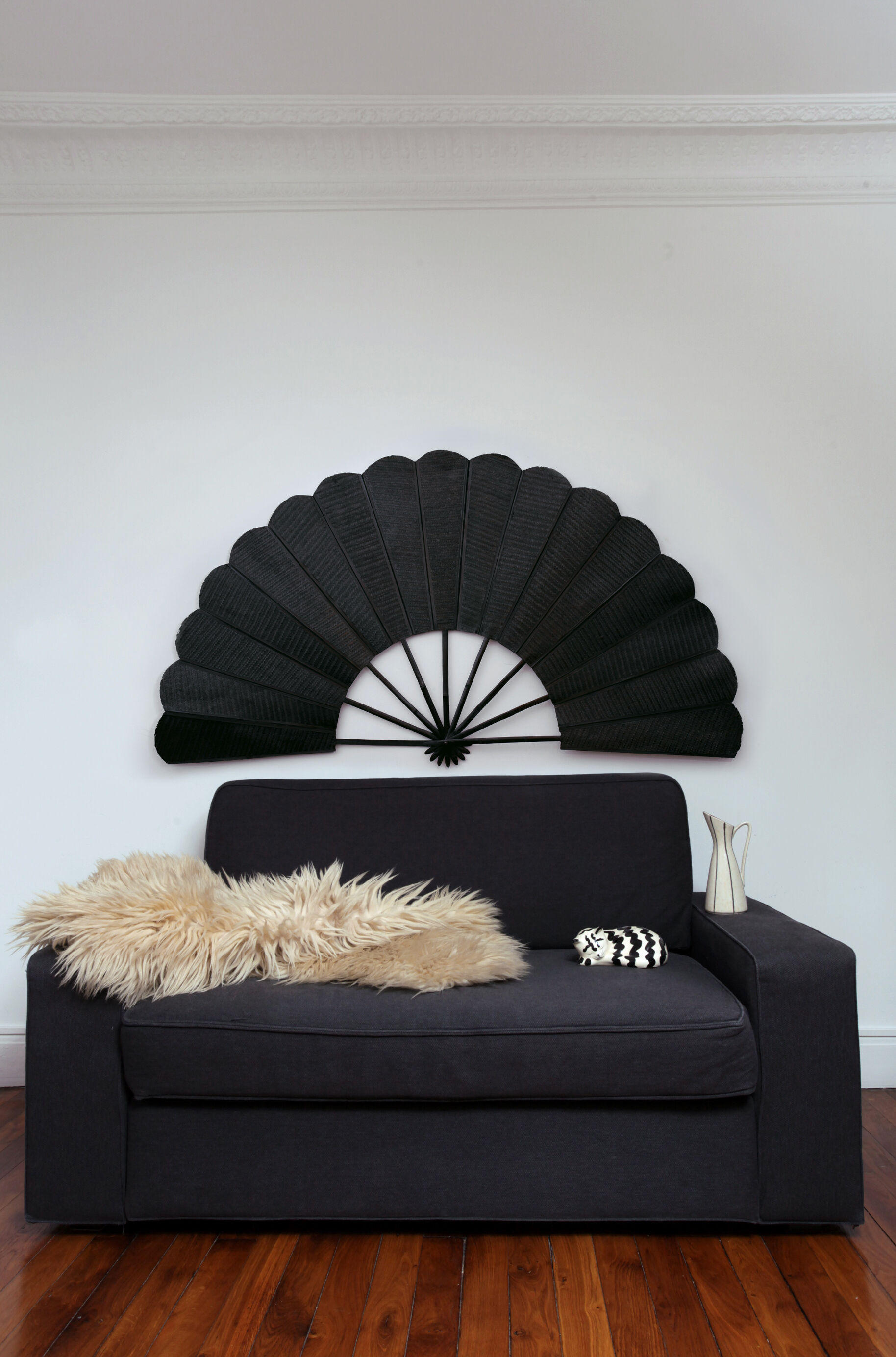 Eventail sombre tramé - 168 cm