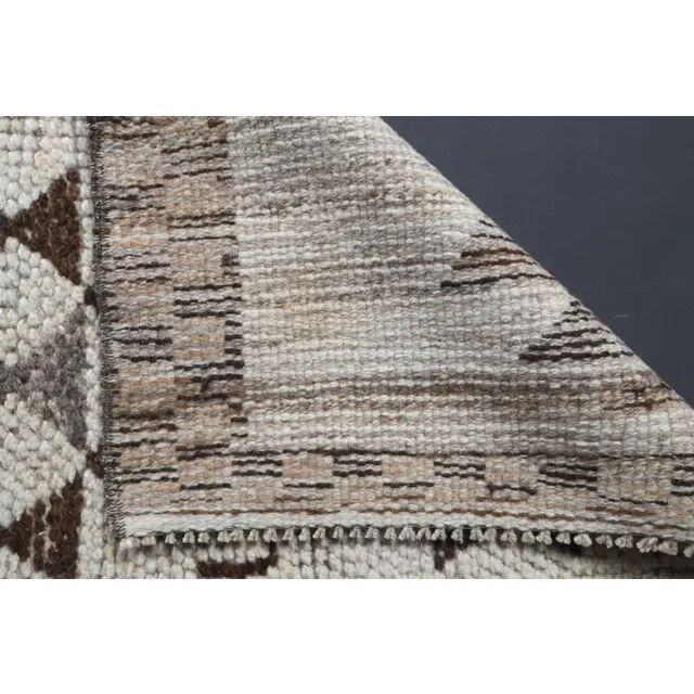 1970s Vintage Turkish Oushak Diamond Wool Runner 83x343