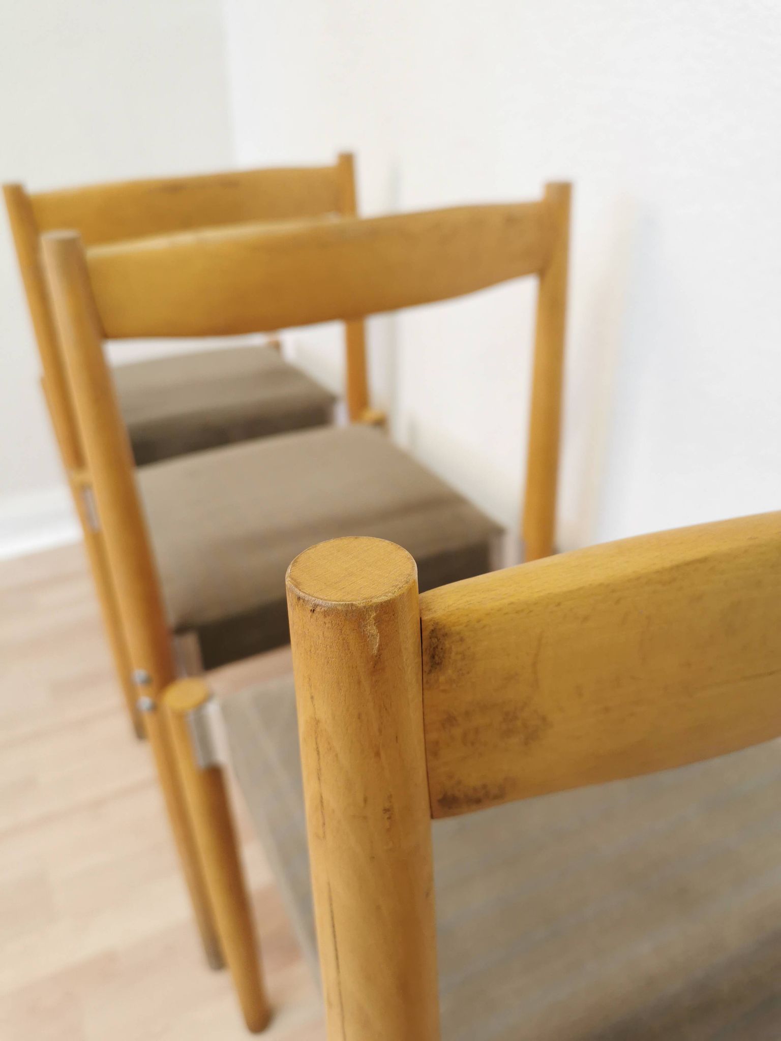 Vintage Miroslav Navratil Dining Chairs: 1970s Czechoslovakia, Gray Fabric